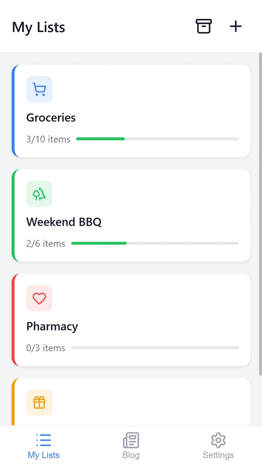 Pickt — Shopping list app