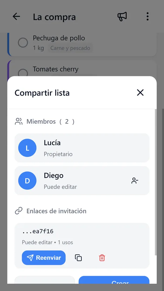 Toda la familia en una lista, con un solo enlace