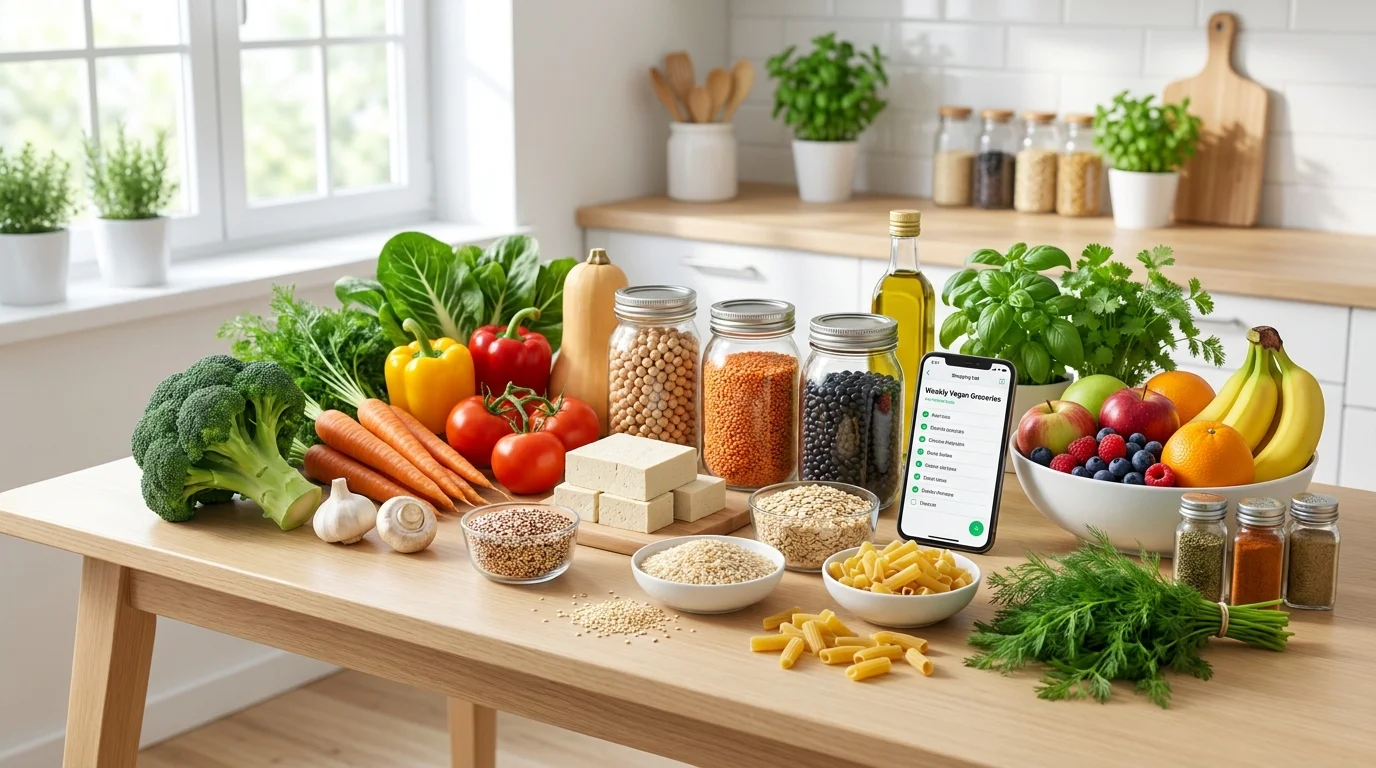 Liste de courses pour un menu végétalien et de Carême sur une semaine : une checklist pratique