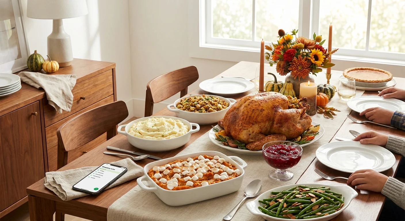 Thanksgiving-Abendessen: vollständige Einkaufsliste für 8 Gäste und Einkaufsplan