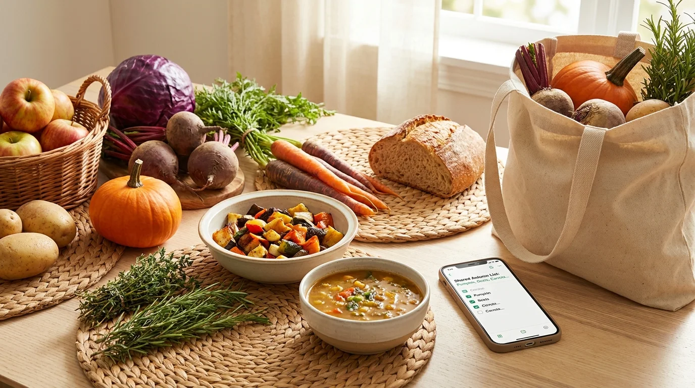 Une semaine de dîners avec des produits d'automne de saison : économique, copieux, avec une seule liste