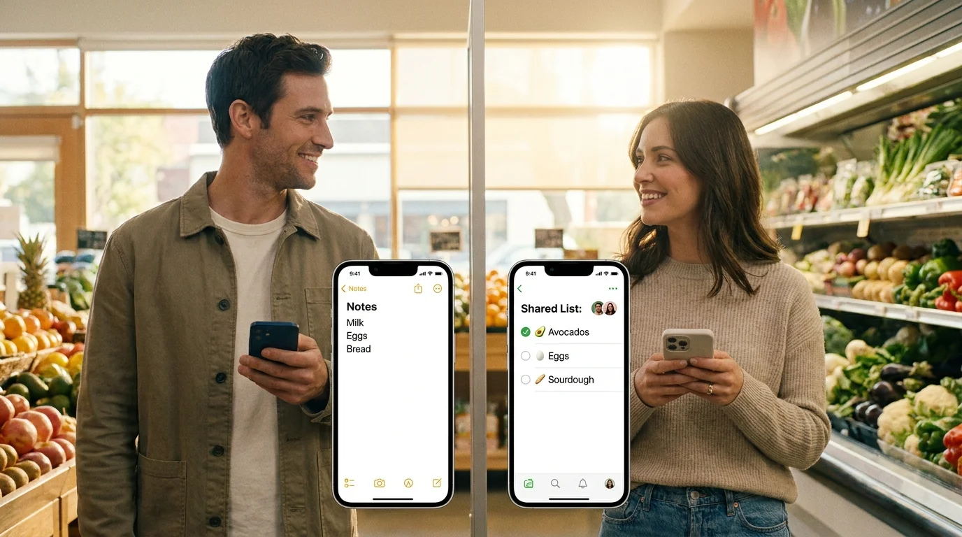 Einkaufsliste in Notizen vs. App für Paare: Was ist praktischer?