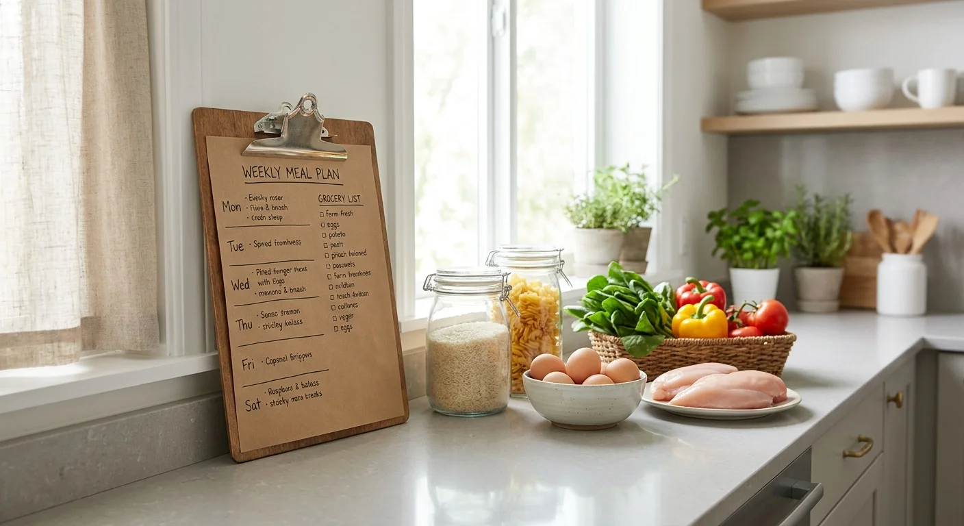Menu pigro settimanale: minimo cottura, una lista della spesa